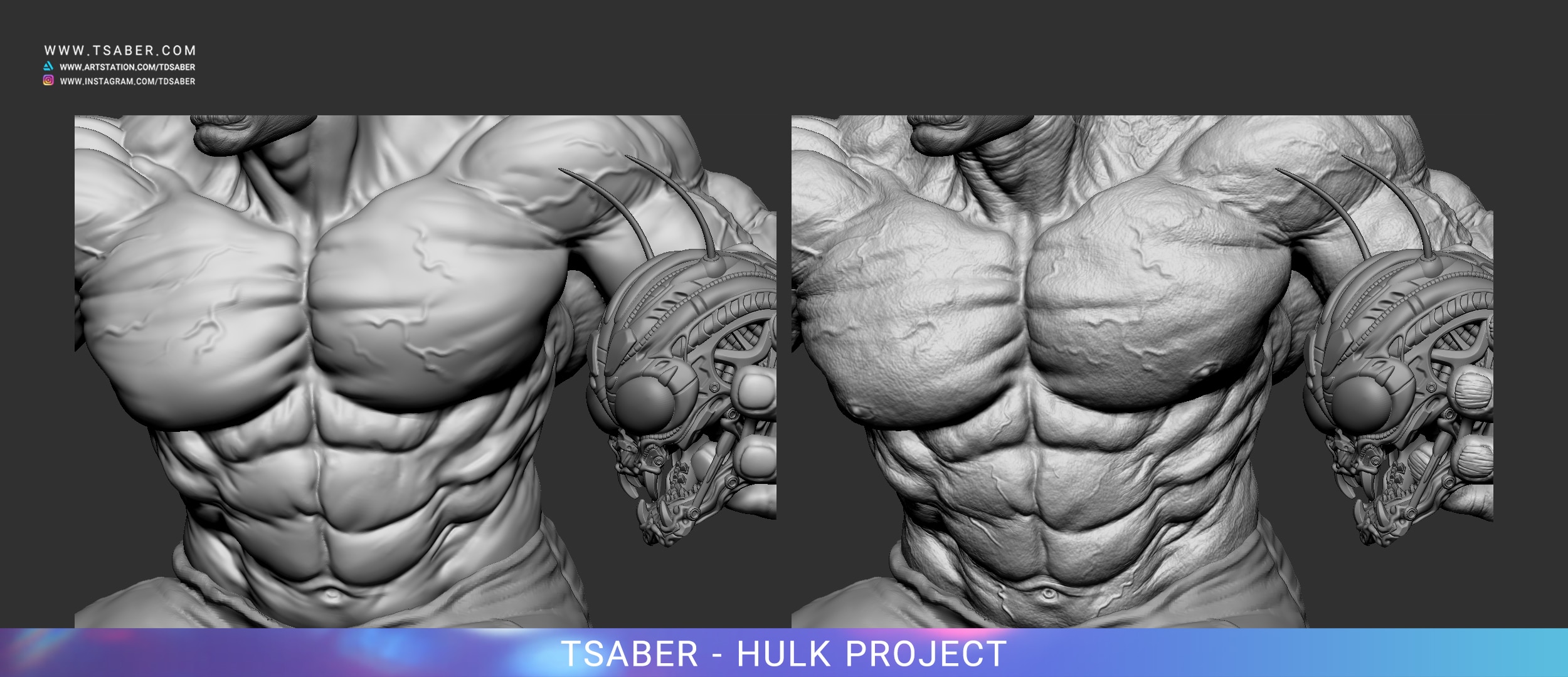 Making of 80's Incredible Hulk Statue - Zbrush 3D Modelling - Tsaber
