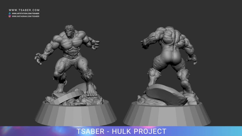 Making of 80's Incredible Hulk Statue (Zbrush 3D Modelling) | Tsaber