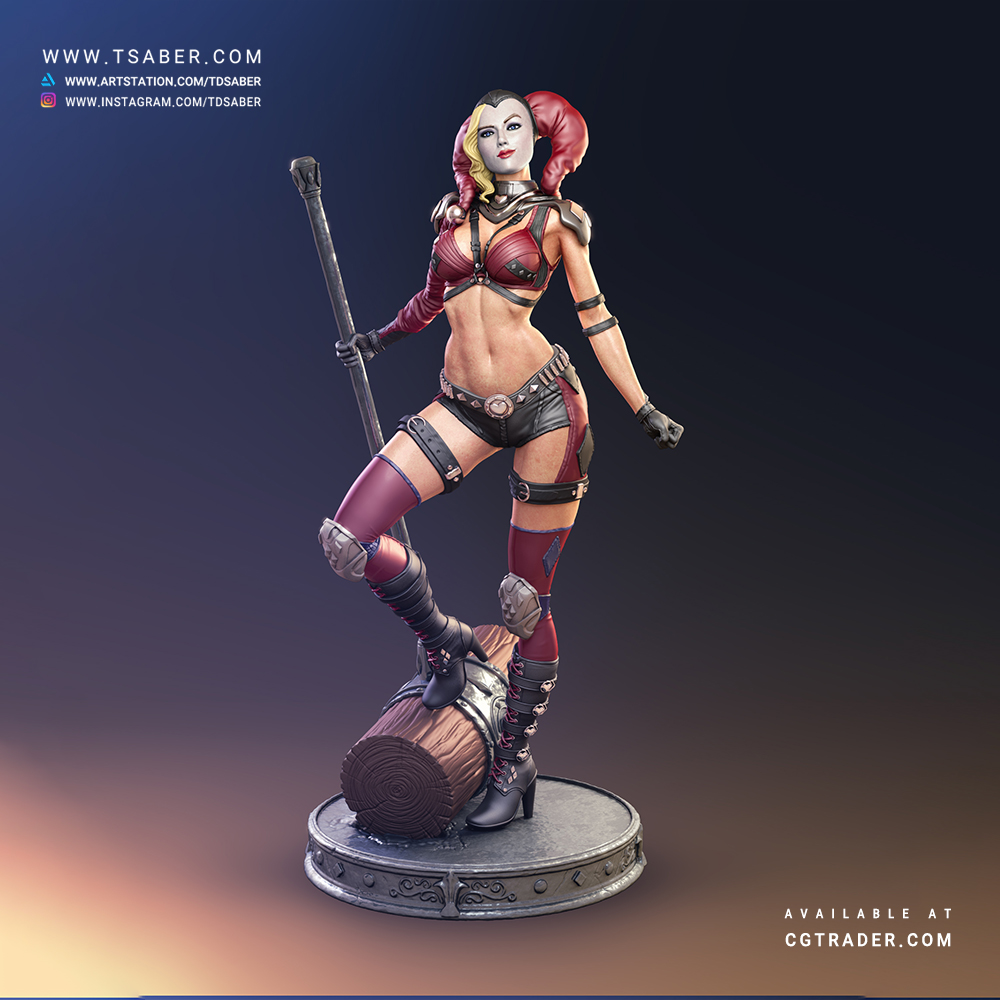 Harley Quinn Zbrush 3D statue- DC Comics collectibles - Tsaber