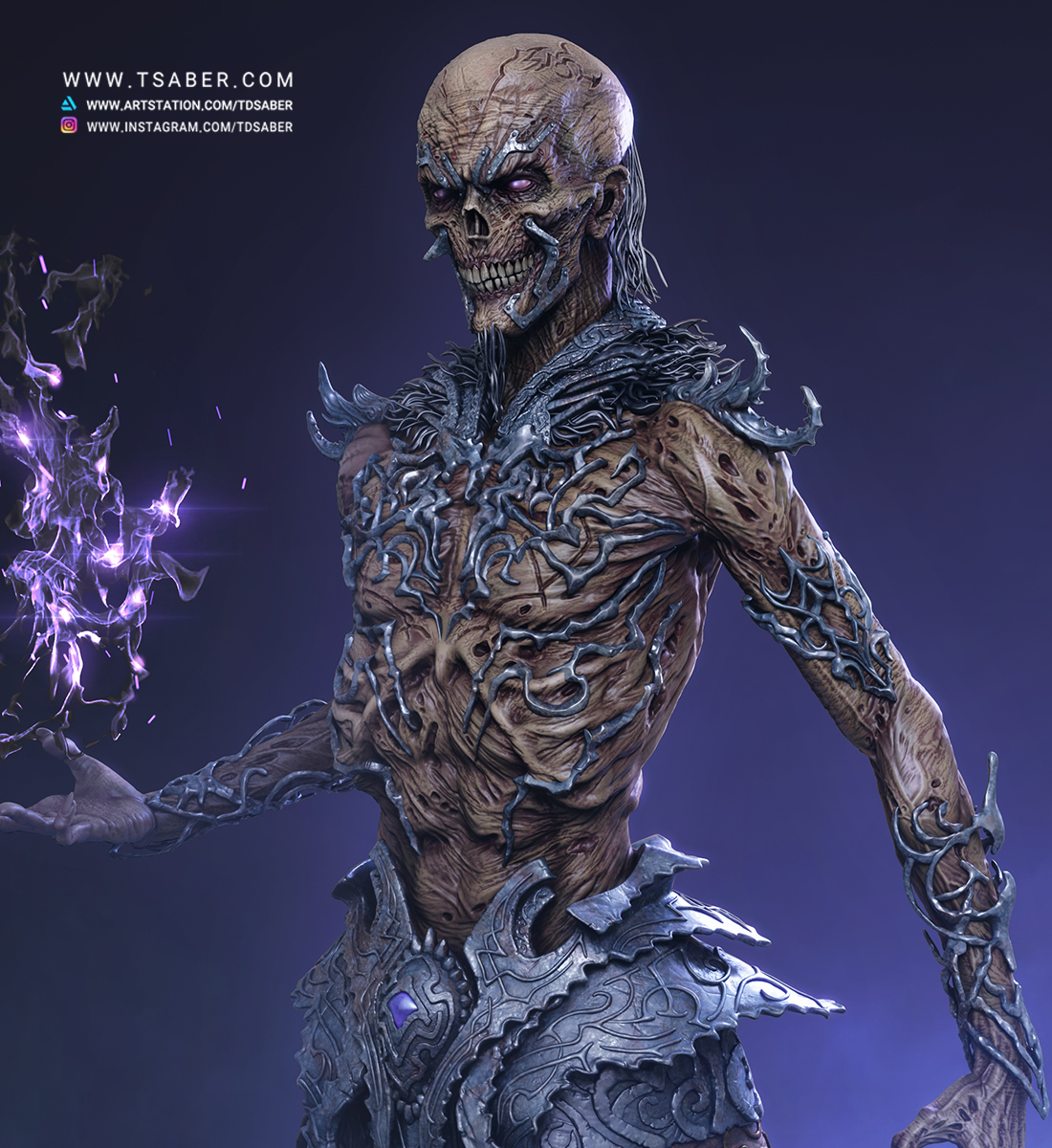 3D Undead Mage- Zbrush fantasy statue Sculpture - Tsaber