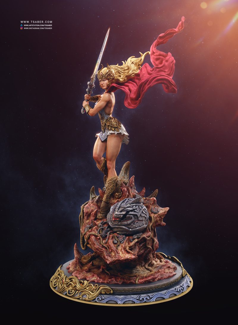 Shera Statue - Masters of the Universe – Princess Of Power - Collectible statue figurine – Tsaber - Render 02