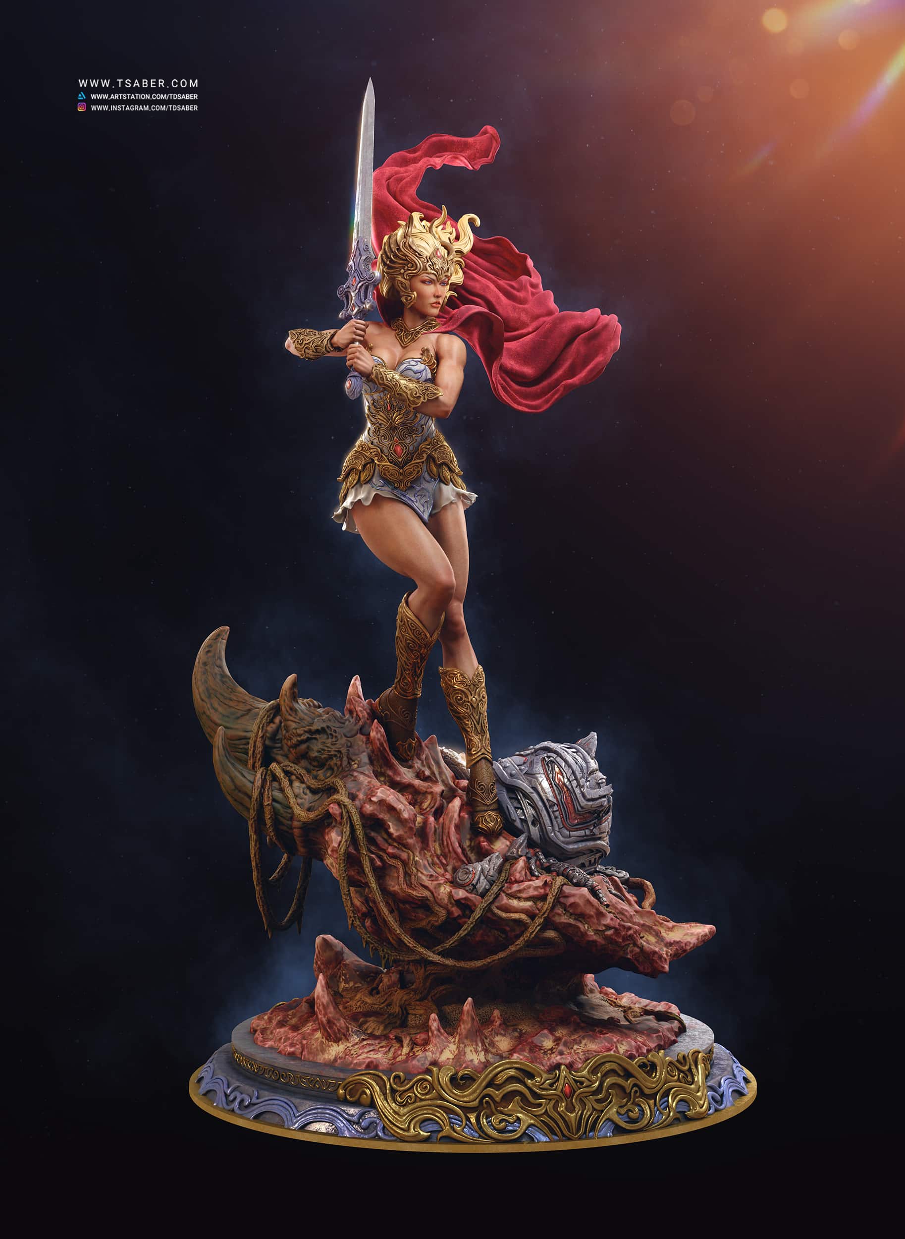 Shera Statue - Masters of the Universe – Princess Of Power - Collectible statue figurine – Tsaber - Render 03