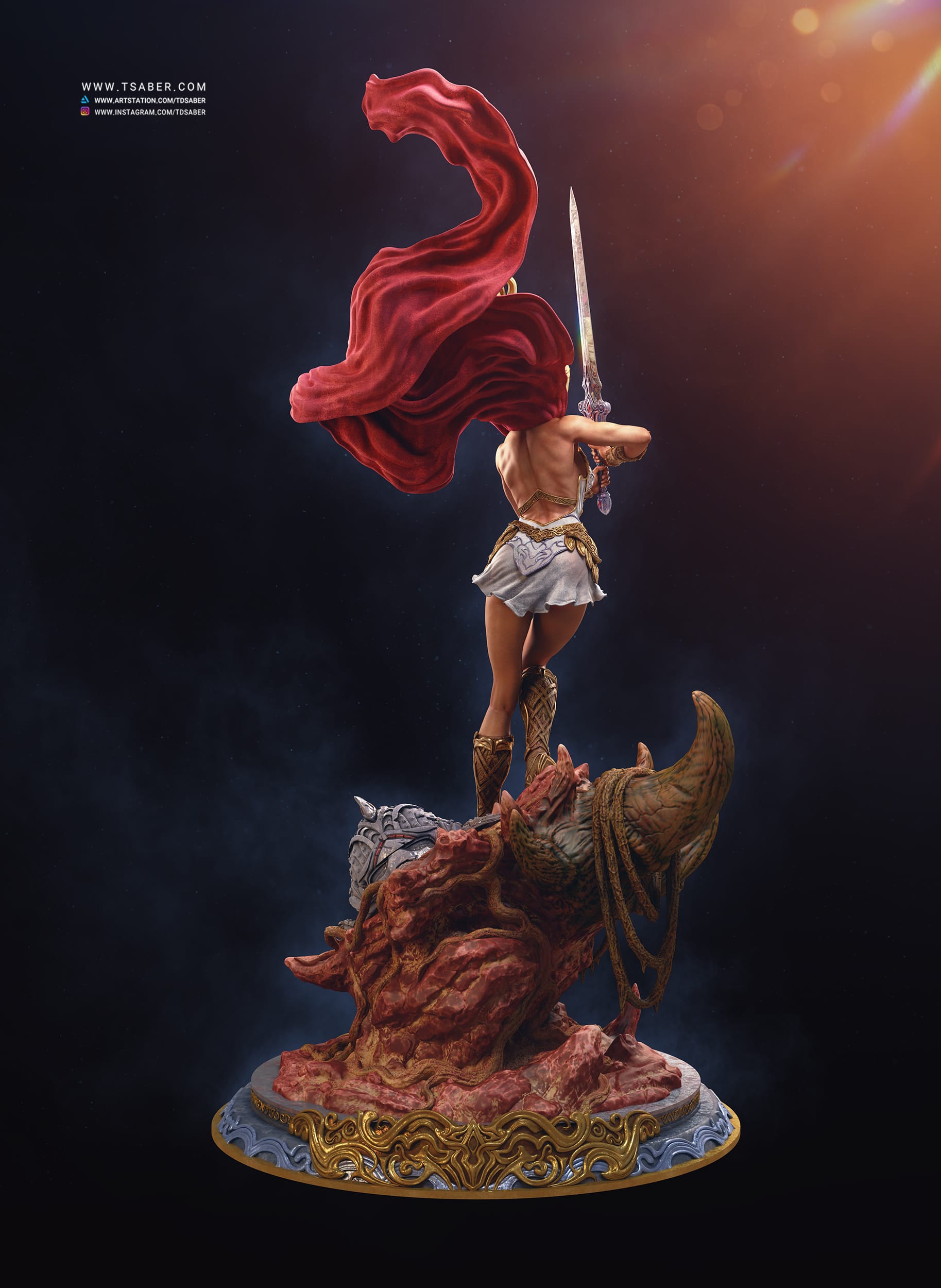 Shera Statue - Masters of the Universe – Princess Of Power - Collectible statue figurine – Tsaber - Render 05