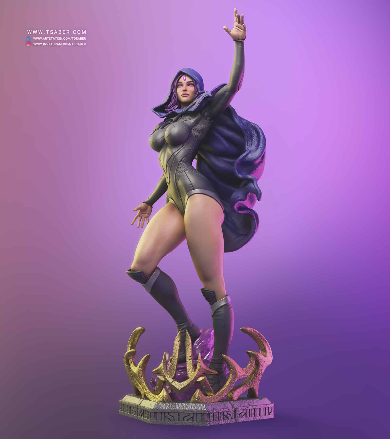 Raven Statue - DC Comics Collectibles – 3D Print custom sculpture - Taregh Saber – Tsaber - 02