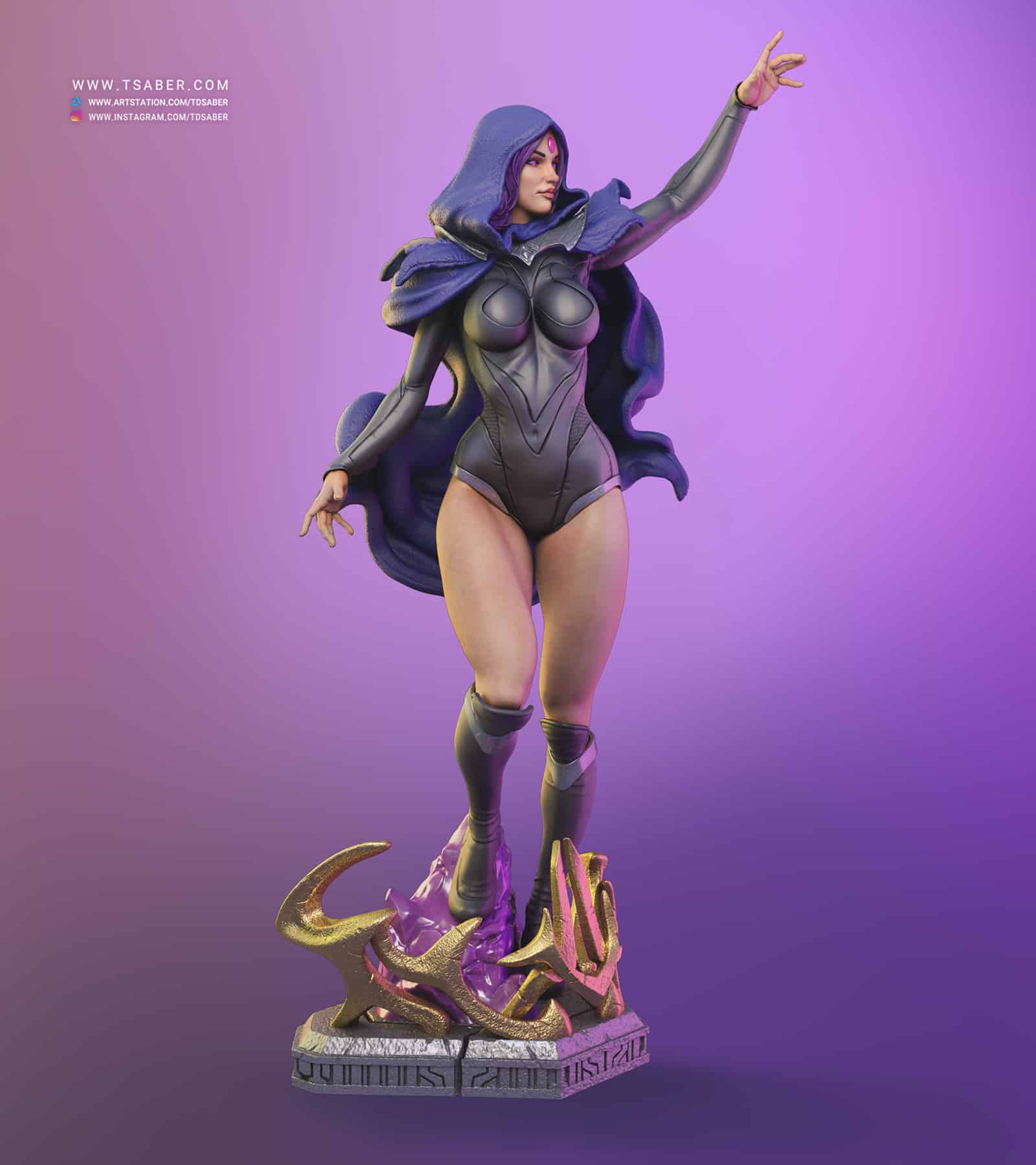 Raven Statue - DC Comics Collectibles – 3D Print custom sculpture - Taregh Saber – Tsaber - 03