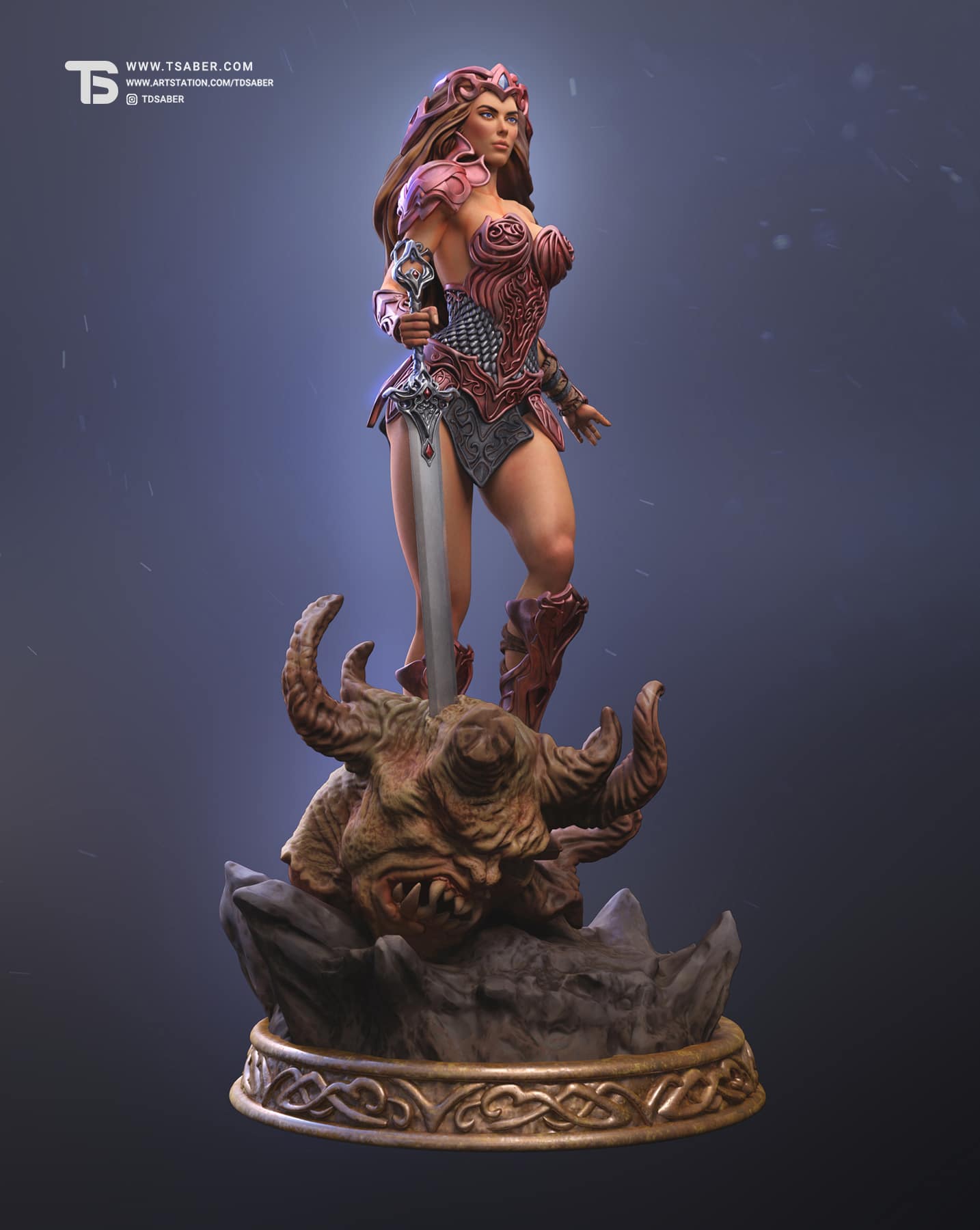 3D Amazon Princess Statue - Greek Mythology – Tsaber 04