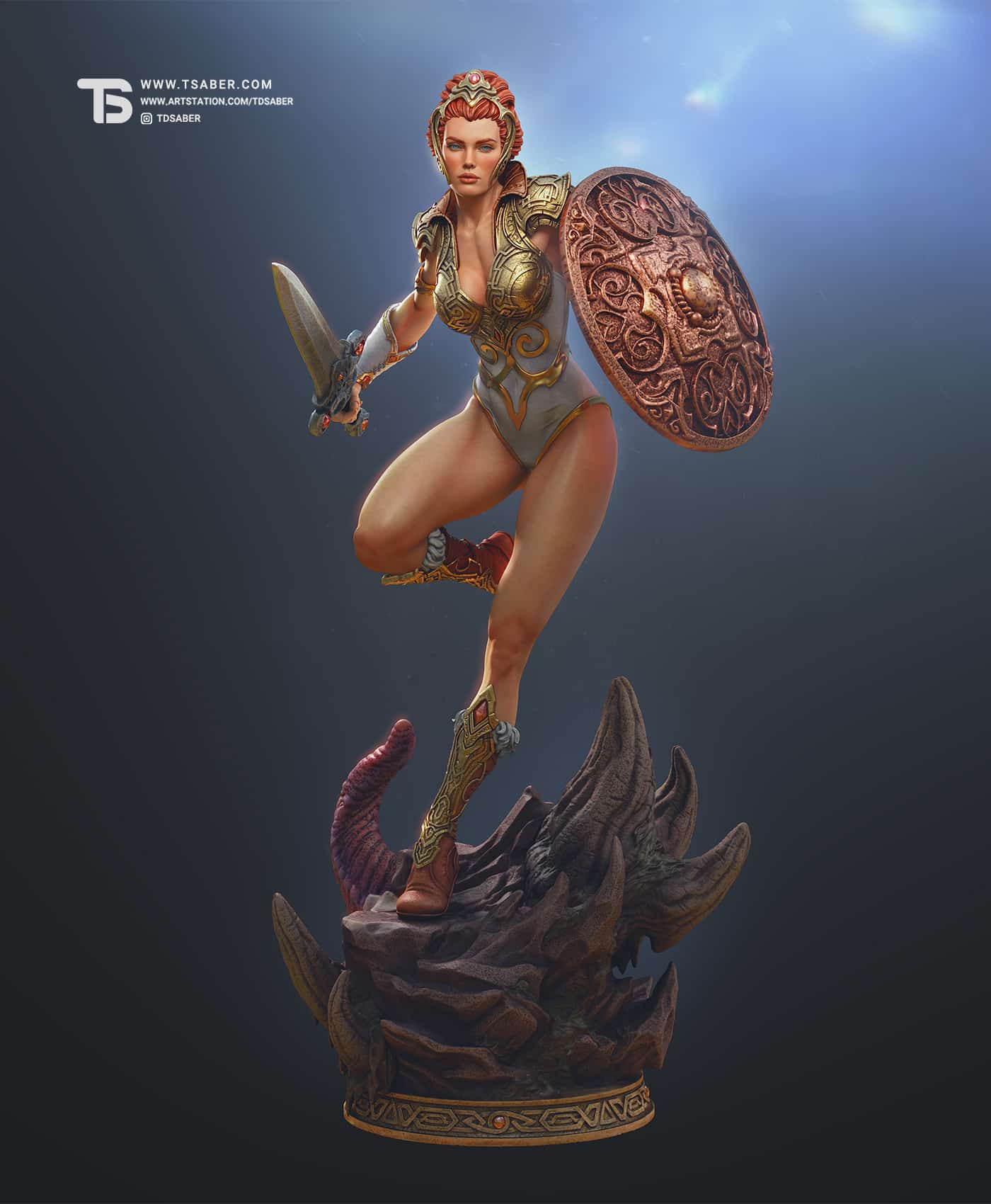 Teela Statue figurine – Masters of the Universe – MOTU – sculpted by Tsaber 01